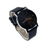 Relogio Luxo Masculino Casual Prisma Diamante Elegante Pulseira de Couro Preto