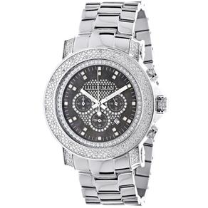 Relógio Luxurman Madripérola Negra Escalade Luxury 3/4" de Diamante Branco Chronógrafo com Metal Band