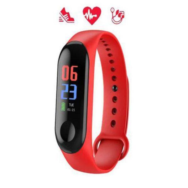 Relógio M3 Inteligente Smartband Monitor Cardíaco Vermelho