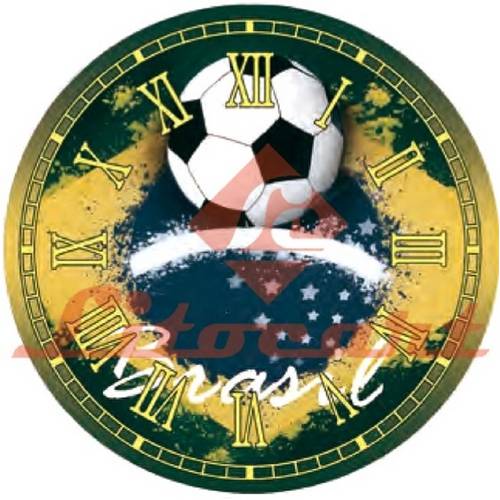 Relógio Madeira e Papel Decoupage Colado 20x20 Futebol Brasil Lmapcr-11 Litocart