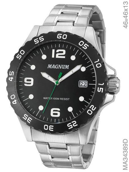 Relógio Magnum Kit Masculino Aço Brinde Pulseira Ma34389c