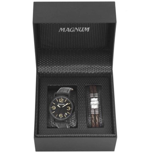 Relógio Magnum Kit Masculino Brinde Pulseira Ma21964x