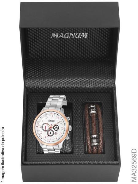 Relógio Magnum Kit Masculino Brinde Pulseira Ma32569d