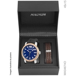 Relógio Magnum Kit Masculino Com Pulseira Couro Ma34674o