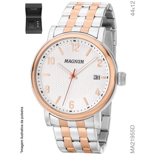 Relógio Magnum Kit Masculino Prata com Pulseira Ma21955d