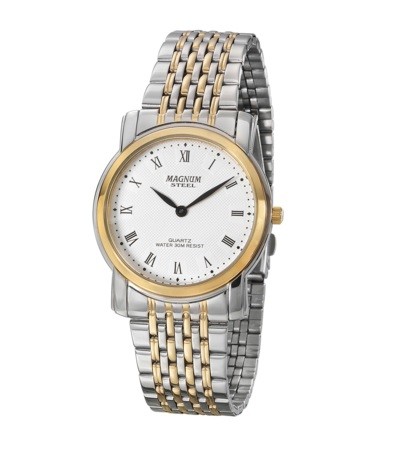 Relógio Magnum Ma20367b Pulseira Metal Prata Dourado Super Fino