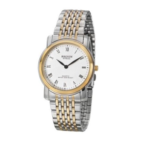 Relógio Magnum Ma20367b Pulseira Metal Prata Dourado Super Fino