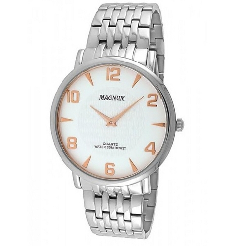 Relógio Magnum Ma21893q Pulseira Metal Prata Super Fino