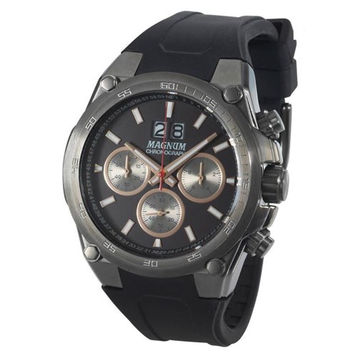 Relógio Magnum Masculino Chronograph em Silicone Preto - Ma34227p