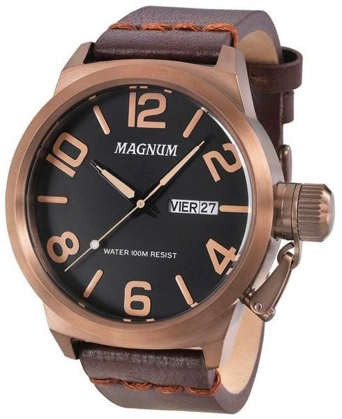Relógio Magnum Masculino Couro Bronze Ma33399r