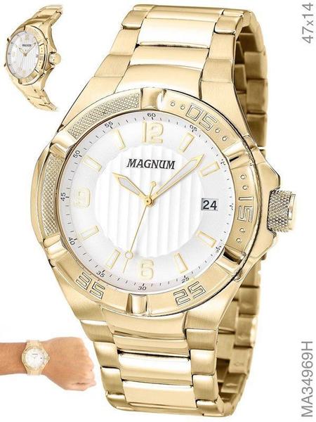 Relógio Magnum Masculino Dourado Aço Ma34969h