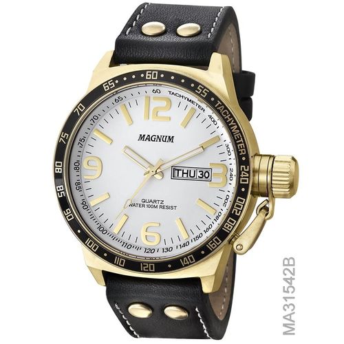 Relógio Magnum Masculino Dourado e Branco Ma31542b