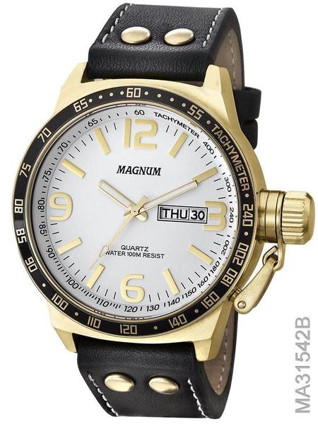 Relógio Magnum Masculino Dourado e Branco Ma31542b