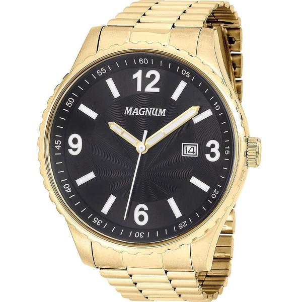 Relógio Magnum Masculino Dourado MA31364U Analógico 10 Atm Cristal Mineral Tamanho Médio