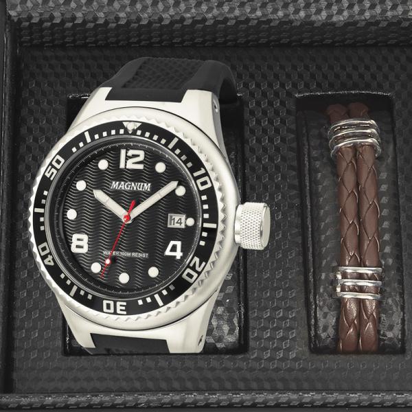 Relógio Magnum Masculino Kit com Pulseira Ma34021x