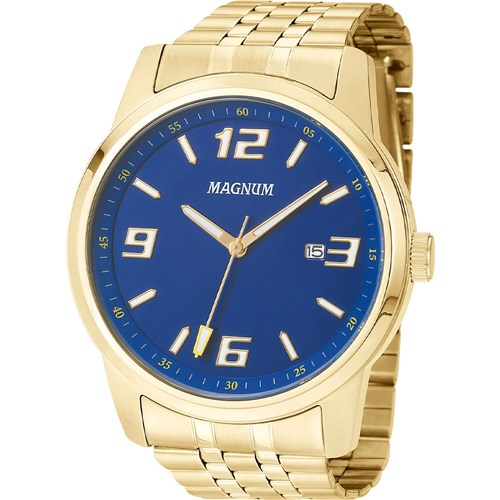 Relógio Magnum Masculino Dourado Analógico De Pulso Pulseira De Silicone  Preta Ma34683P na Americanas Empresas