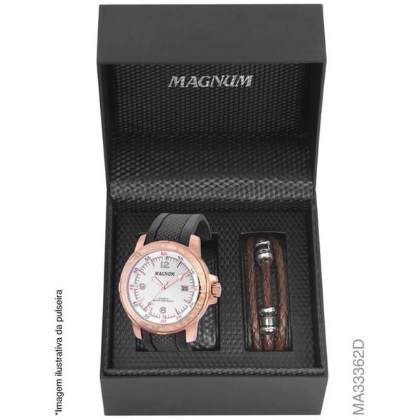 Relógio Magnum Masculino Ma33362d Dourado Kit Pulseira