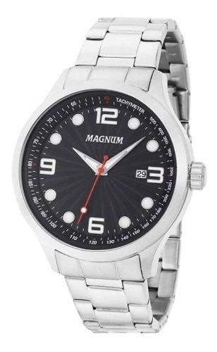 Relógio Magnum Masculino Prata Preto Ma33013t Original