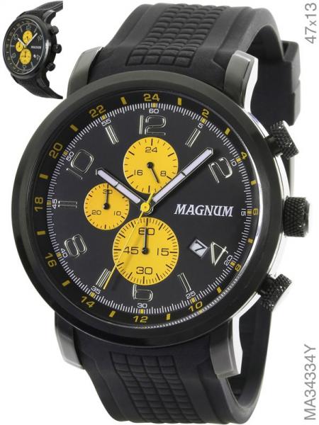 Relógio Magnum Ma33504k Calendario Cronografo Pulseira Couro em