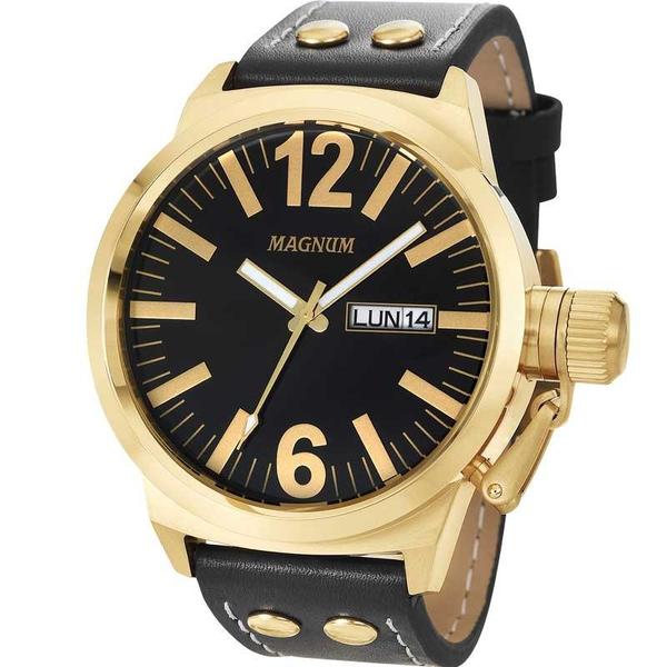 Relógio Magnum Masculino Preto MA31524U Analógico 10 Atm Cristal Mineral Tamanho Grande