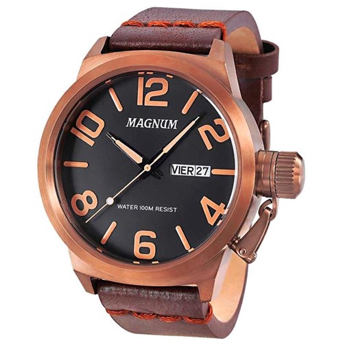 Relógio Magnum Masculino Pulseira em Couro Marrom - Ma33399r