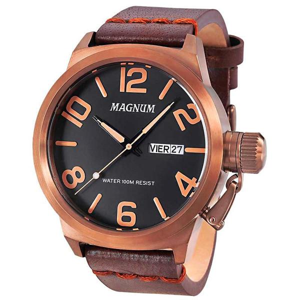 Relógio Magnum Masculino Pulseira em Couro Marrom - Ma33399r