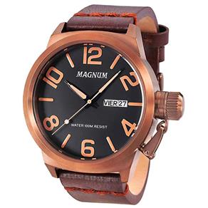 Relógio Magnum Masculino Pulseira em Couro Marrom