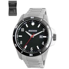 Relógio Magnum Masculino Pulseira Prata Aco Inox Ma35039c