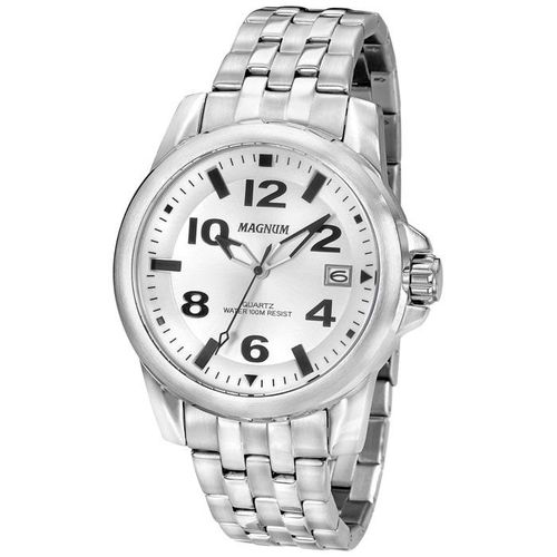 Relógio Couro Magnum MA34932O Prata/Marrom - Compre Agora