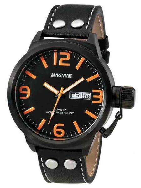 Relógio Magnum Military Analógico Masculino Pulseira de Couro Preto MA31524L