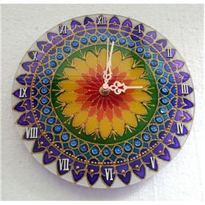 Relógio Mandala em Vidro de 25cm - Branco