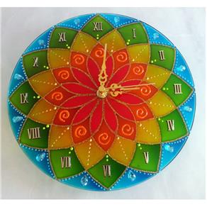 Relógio Mandala Vibrante em Vidro de 25cm - Vermelho