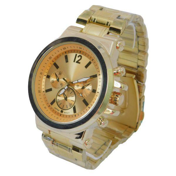 Relógio Masculino a Prova Dágua Dourado Luxo Elegante Barato + Caixa - Tittanium