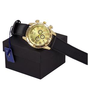 Relógio Masculino Aço Inox Dourado Analógico Pulseira Courino