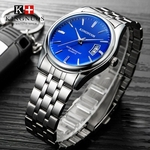 Relógio Masculino Aço Inox King Quartzo Fundo Azulado