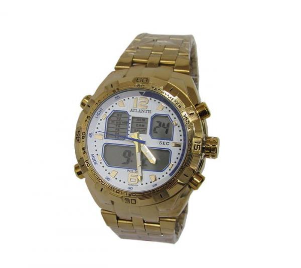 Relogio Masculino Anadigi Atlantis G3225 Dourado Fundo Branco