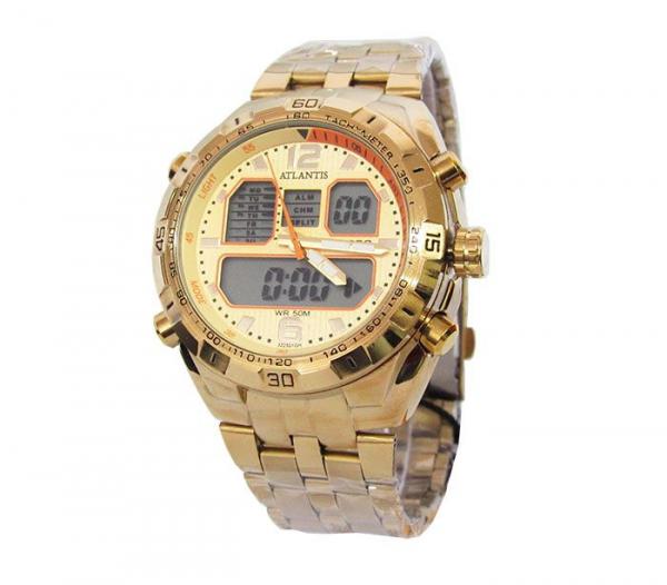 Relogio Masculino Anadigi Atlantis G3225 Dourado Fundo Dourado