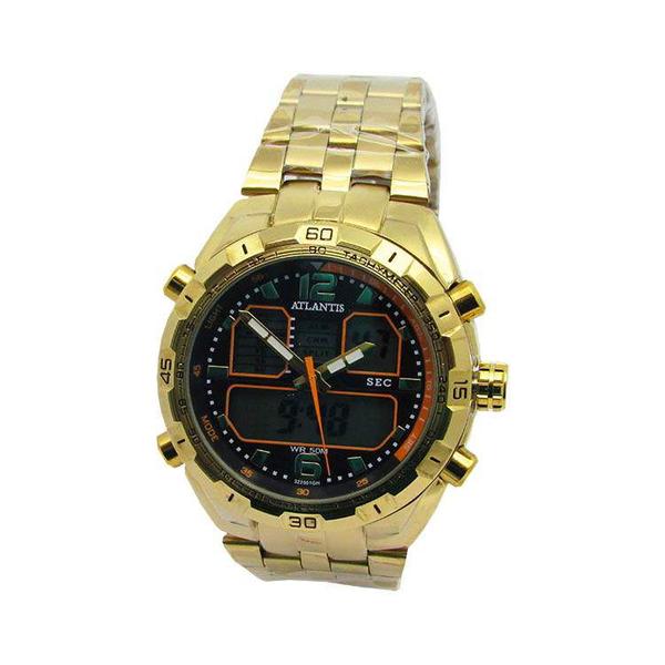 Relogio Masculino Anadigi Atlantis G3225 Dourado Fundo Preto