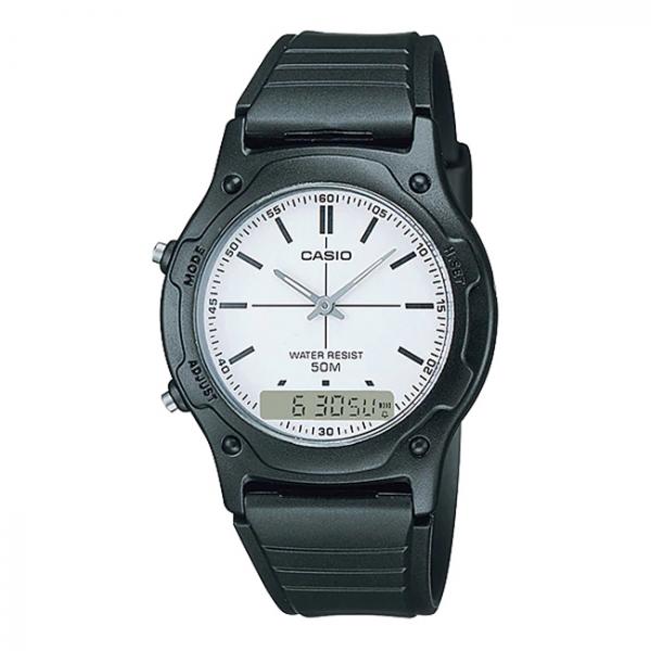 Relógio Masculino Anadigi Casio AW-49H-7EV Preto/Branco Clássico