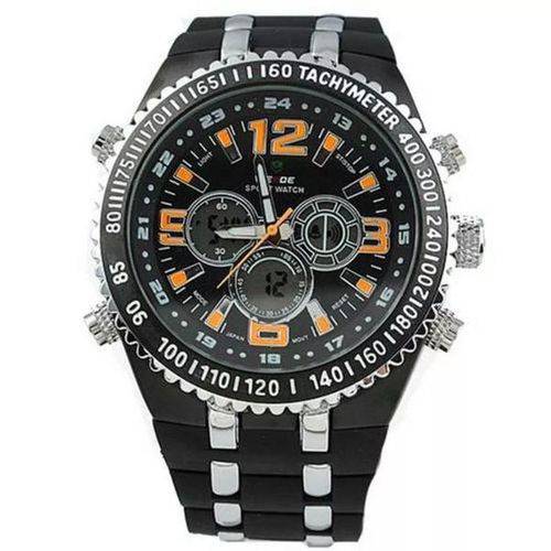 Relógio Masculino Anadigi Casual Weide Wh-1107 LARANJA e PRETO