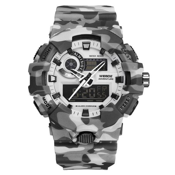 Relógio Masculino Anadigi Weide WA3J8007 Cinza Camuflado