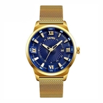 Relógio Masculino Analógico Skmei 9166 Dourado e Azul