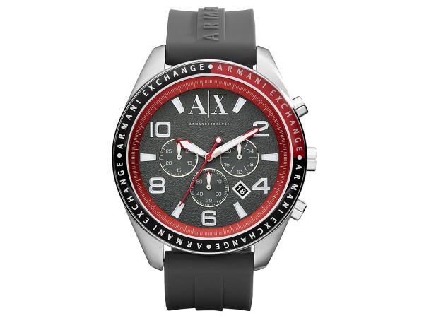 Relógio Masculino Armani Exchange Analógico - Prata Preto e Vermelho Zacharo UAX1251/Z