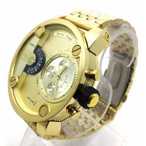 Relogio Masculino Atlantis A3344 Fundo Dourado