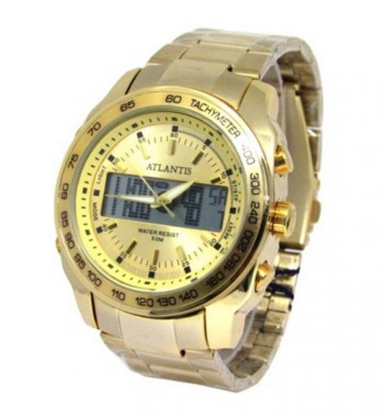 Relogio Masculino Atlantis A3348 Dourado Anadigi