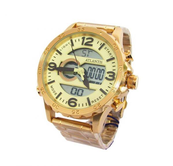 Relogio Masculino Atlantis A3489 Dourado Anadigi