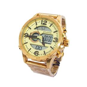 Relogio Masculino Atlantis A3489 Dourado Anadigi