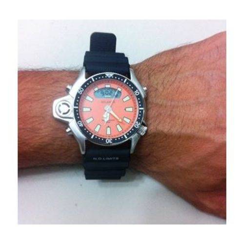Relógio Masculino Atlantis G3220 Fundo Laranja Correia de Silicone