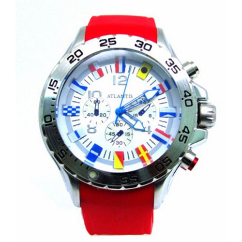 Relogio Masculino Atlantis G3130 Vermelho Fundo Branco