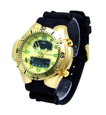 Relogio Masculino Atlantis G3154 Aqualand Fundo Dourado